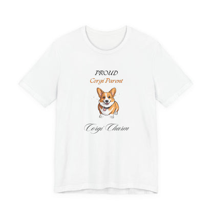 Proud Corgi Parent t-shirt in Yellow, front view