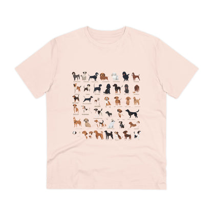 SniffwaggleNwalk™️ Comfy Organic Creator T-shirt - Unisex "Dog breeds" - Sniff Waggle And Walk