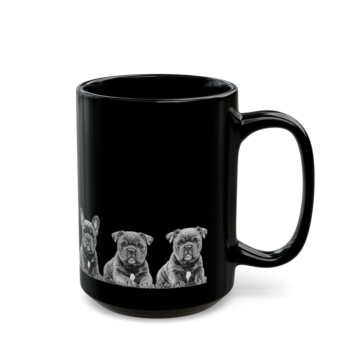 staffies Row Black Mug — Cute Dog Coffee Cup (11oz/15oz)