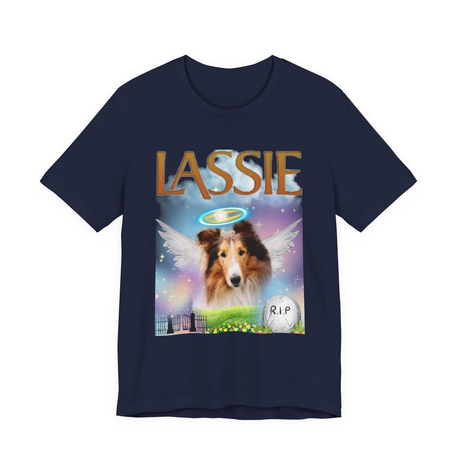 RIP Lassie T-Shirt — Dark Grey Heather — Collie owner gift — SniffWaggleNWalk™