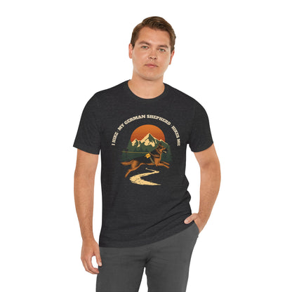 Navy I Hike My German Shepherd Hikes Me retro mountain t-shirt