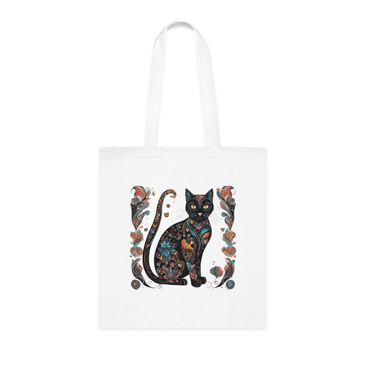 SniffWaggleNWalk™ lightweight cat tote in white — clean cat design on light background