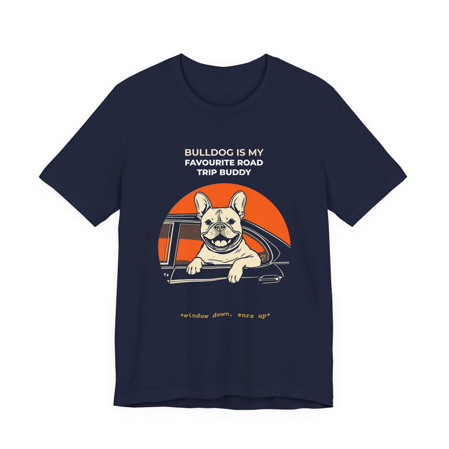 french Bulldog Road Trip T-Shirt — “Bulldog Is My Favourite Road Trip Buddy” Graphic Tee