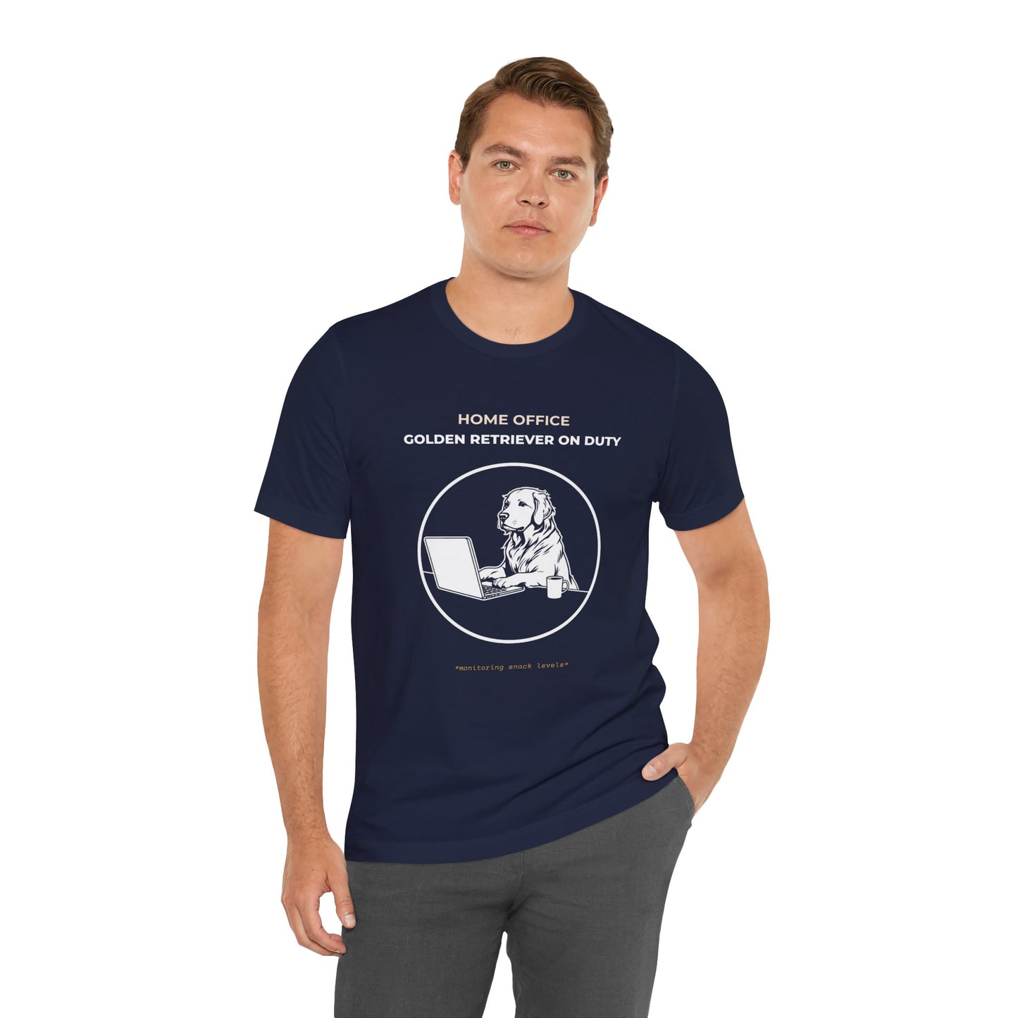 Golden Retriever Home Office T-Shirt — "Golden Retriever On Duty"