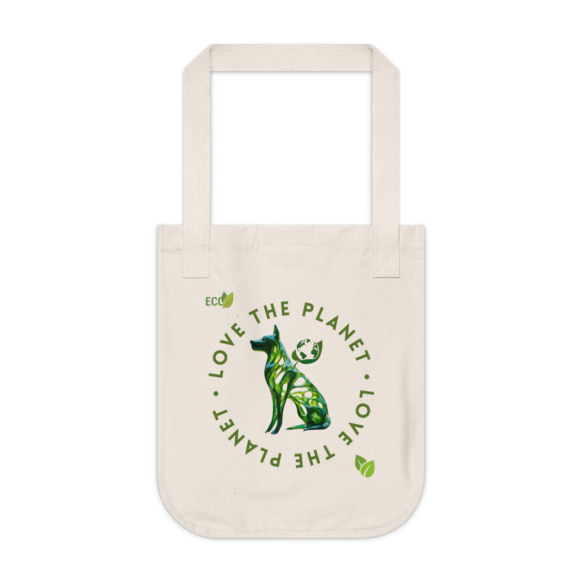SniffWaggleNWalk™ organic cotton dog tote bag — side view showing gusseted base