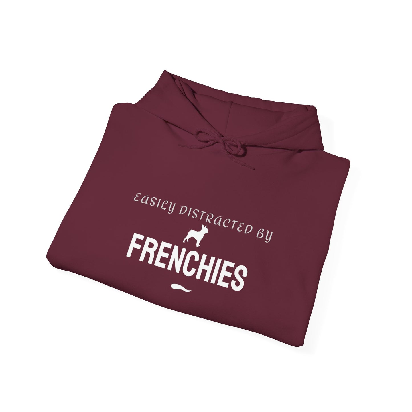 Easily Distracted by Frenchies hoodie black flat lay