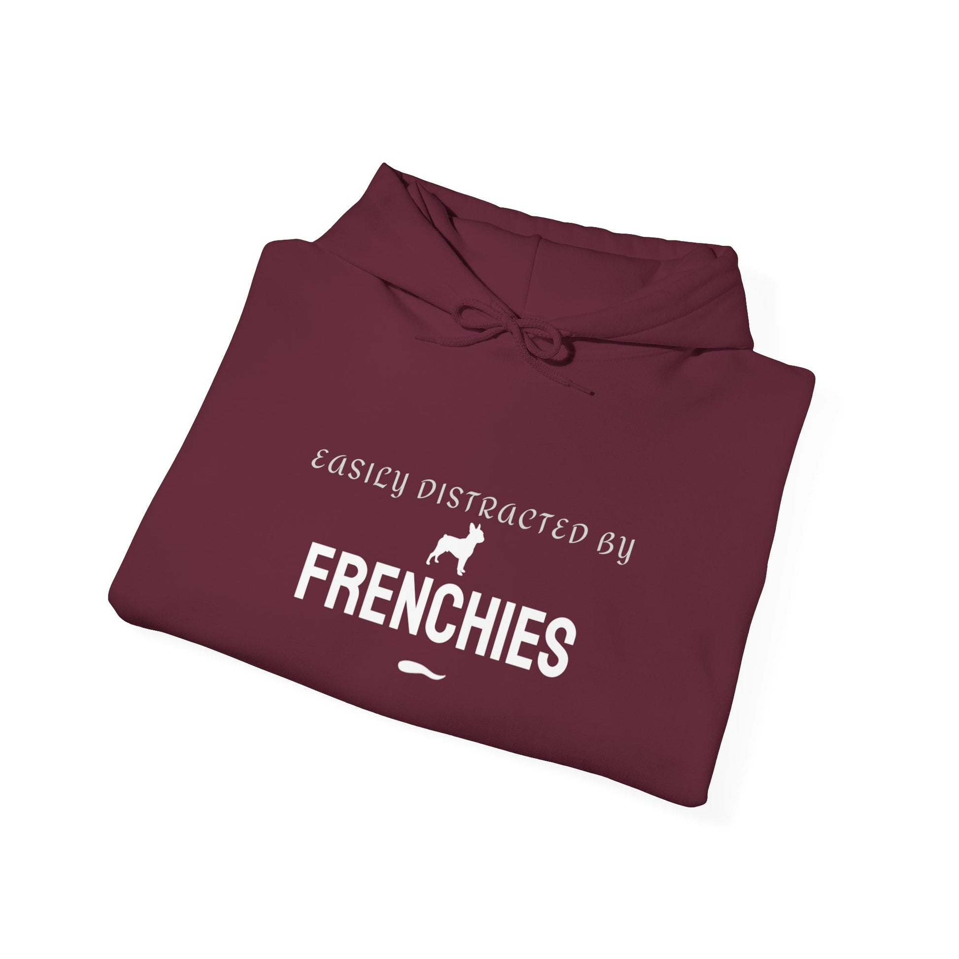 Easily Distracted by Frenchies hoodie black flat lay