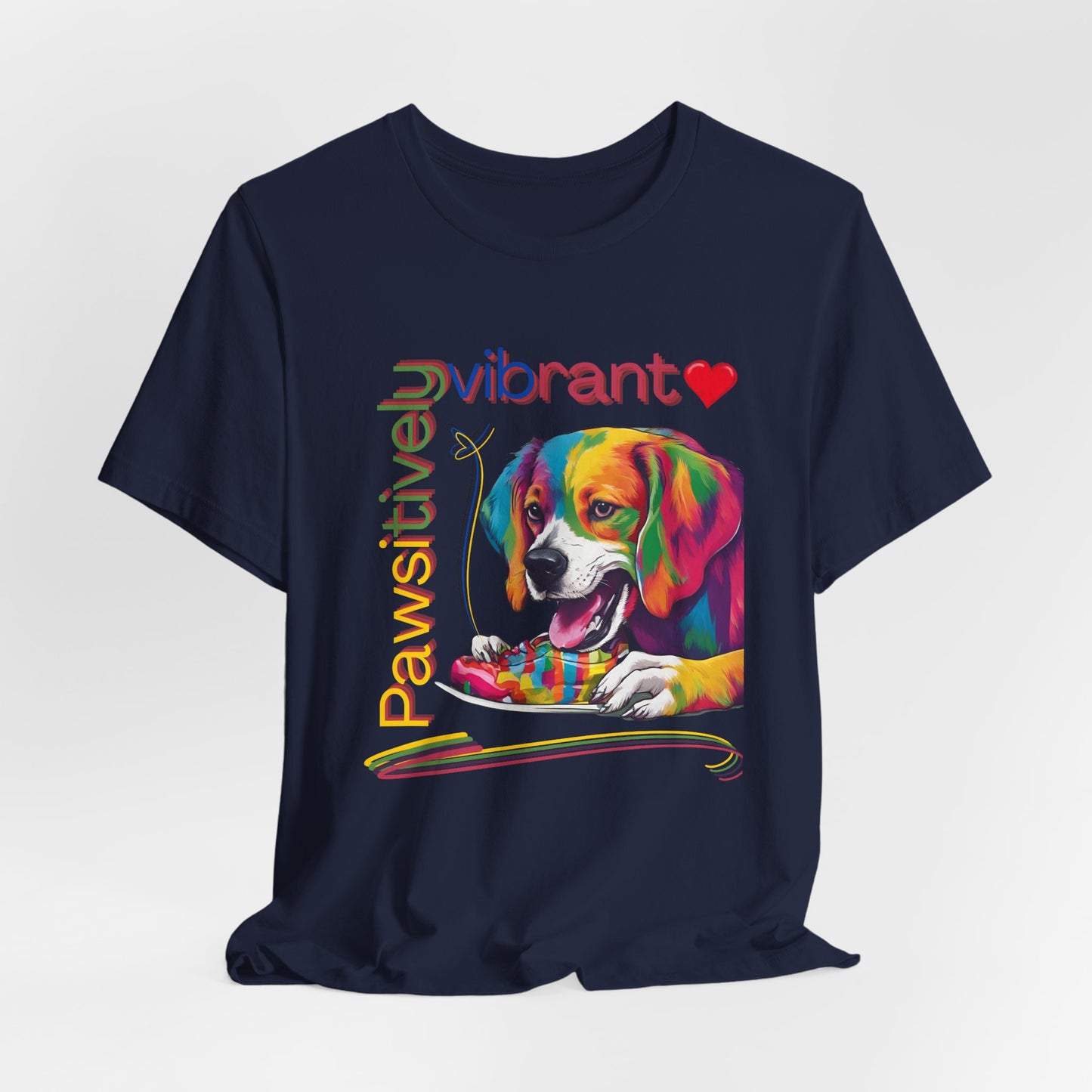 Pawsitively Vibrant T-Shirt — folded organic cotton tee detail