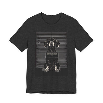 Size chart for the Dachshund True Crime Night Shift t-shirt