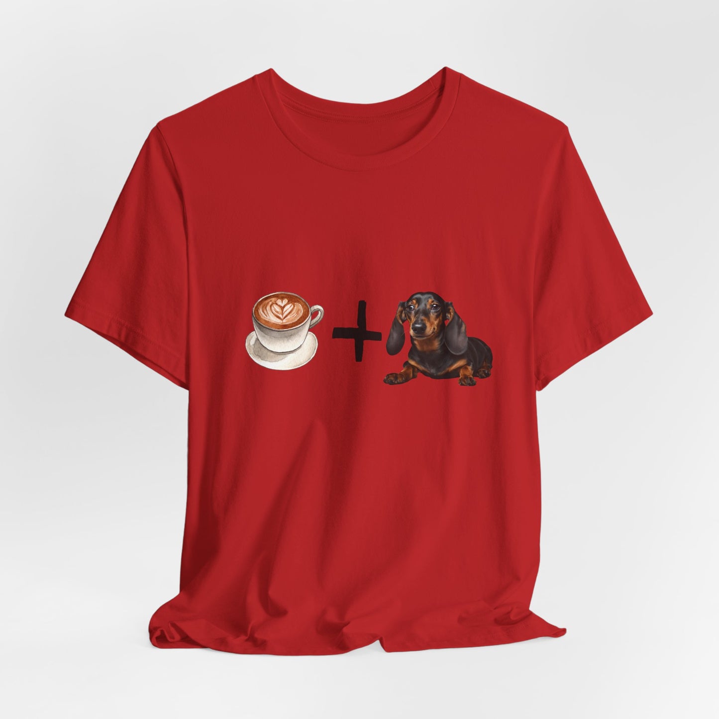 Coffee and Dachshunds T-Shirt — Red — PETA approved tee — SniffWaggleNWalk™