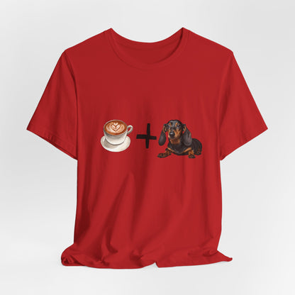 Coffee and Dachshunds T-Shirt — Red — PETA approved tee — SniffWaggleNWalk™