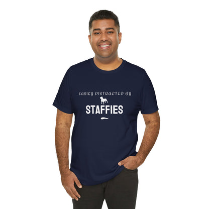Easily Distracted by Staffies tee - soft cotton dog gift