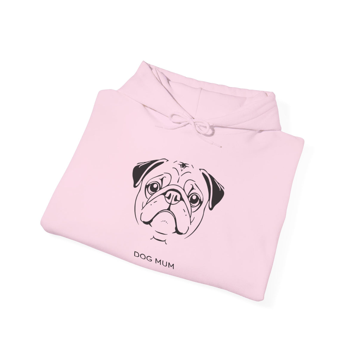Pug Dog Mum line art hoodie detail view