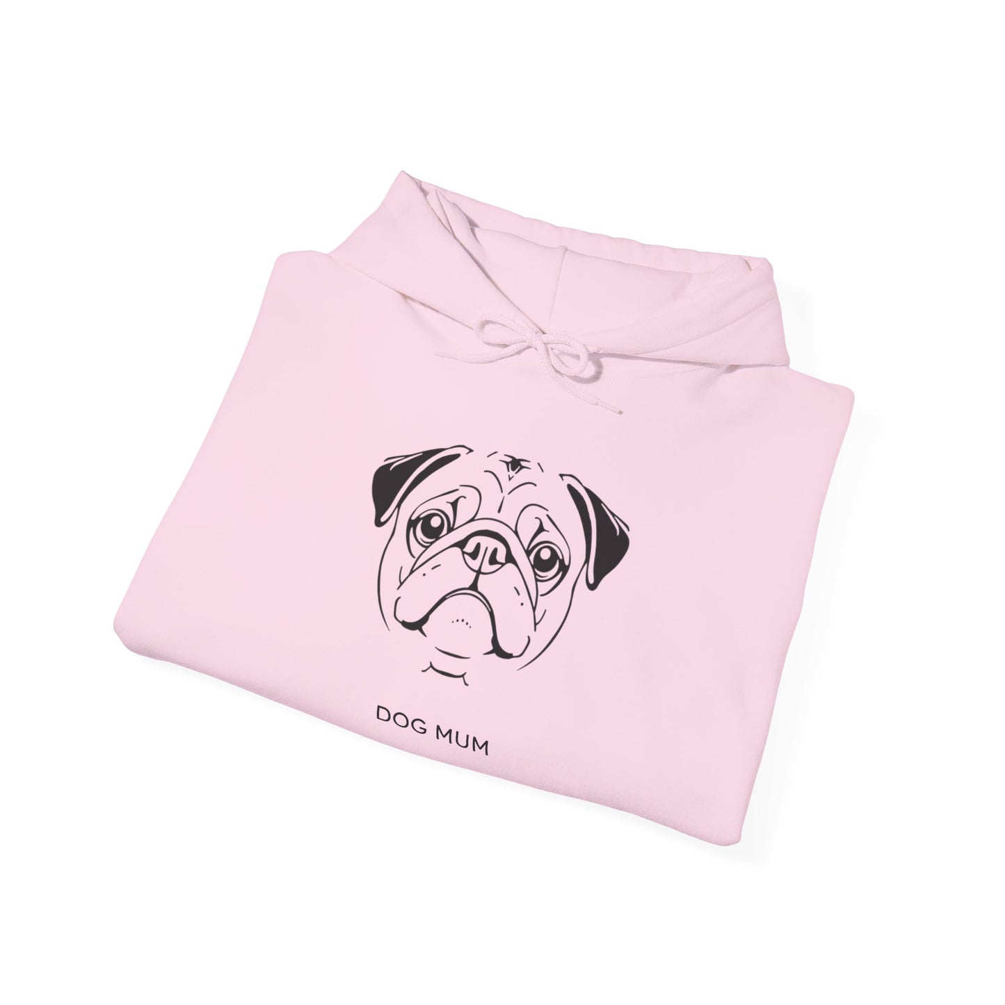 Pug Dog Mum line art hoodie detail view