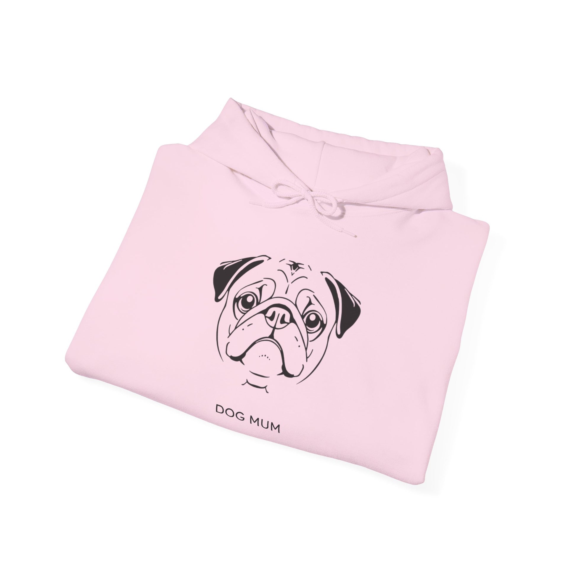 Pug Dog Mum line art hoodie detail view