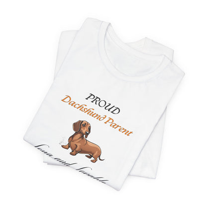 Proud Dachshund Parent design close-up showing Little Legs, Big Heart script