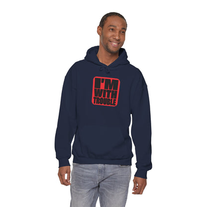 I'm With Trouble Hoodie - Funny Retro Red Graphic Pullover
