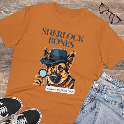 "SHERLOCK BONES" Organic Creator T-shirt - Unisex by Sniffwaggleandwalk™ - Sniff Waggle And Walk