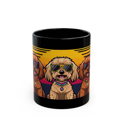 Cockapoo retro sunglasses black ceramic mug — dog lover gift
