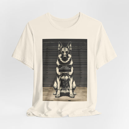 German Shepherd True Crime Night Shift t-shirt, athletic heather, back view