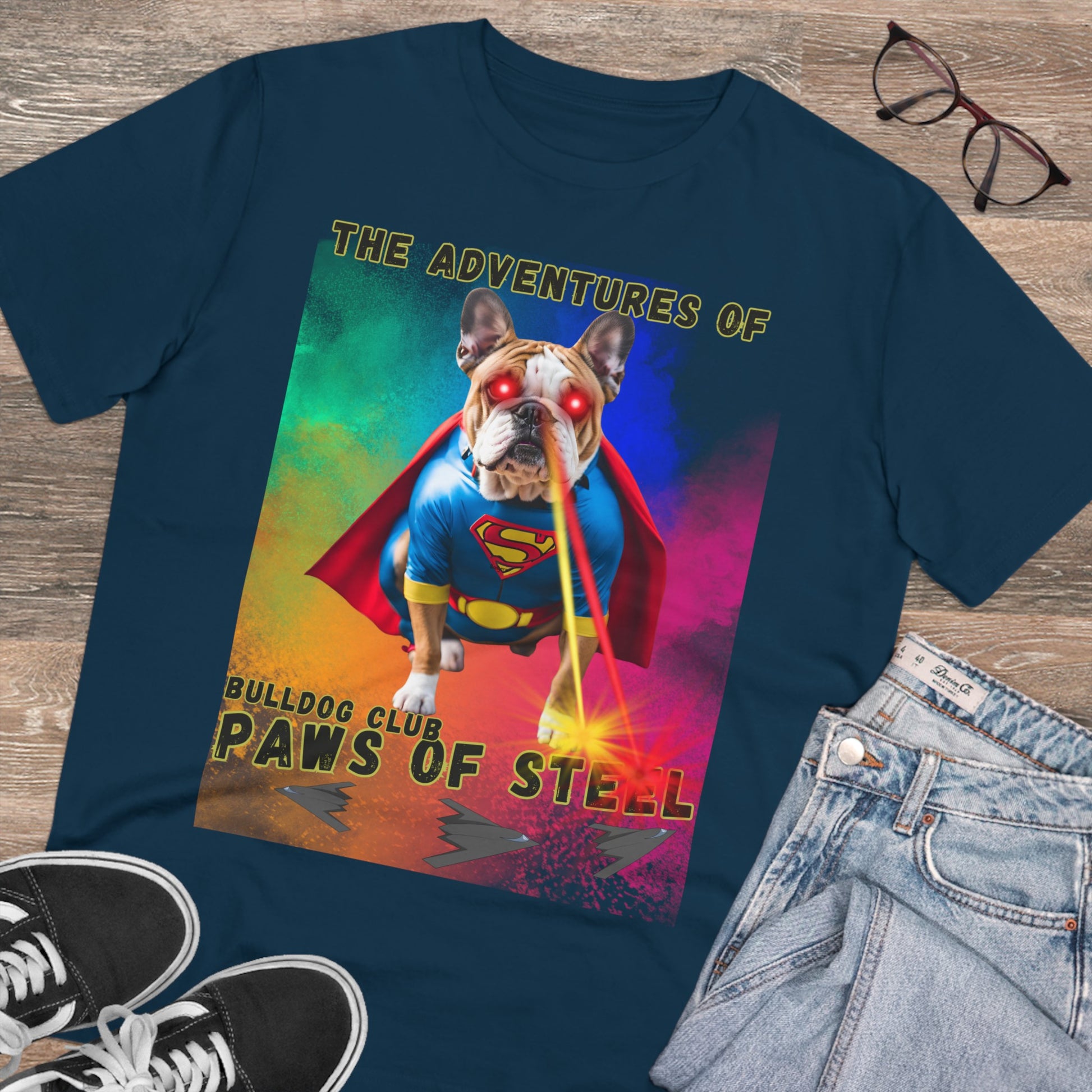 "BULLDOG CLUB PAWS OF STEEL" Organic Creator T-shirt - Unisex by SniffWaggleandWalk™ - Sniff Waggle And Walk