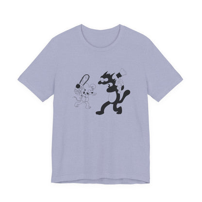 The Itchiest Scratchiest t-shirt in Heather Stone — nostalgic cartoon design, SniffWaggleNWalk™