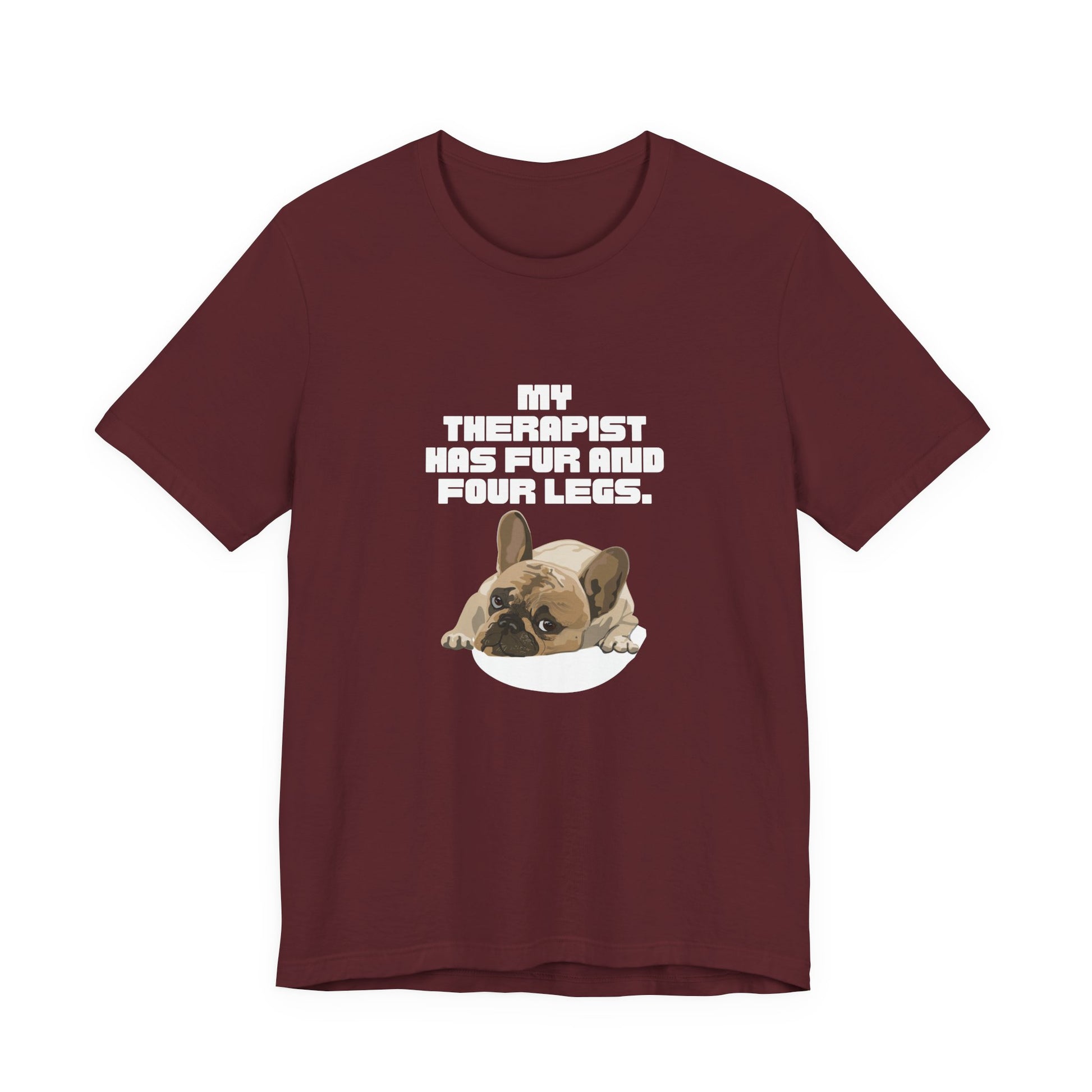 My Therapist Has Fur and Four Legs t-shirt in Navy, front view