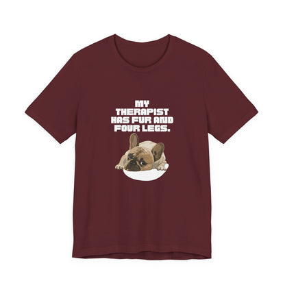 My Therapist Has Fur and Four Legs t-shirt in Navy, front view