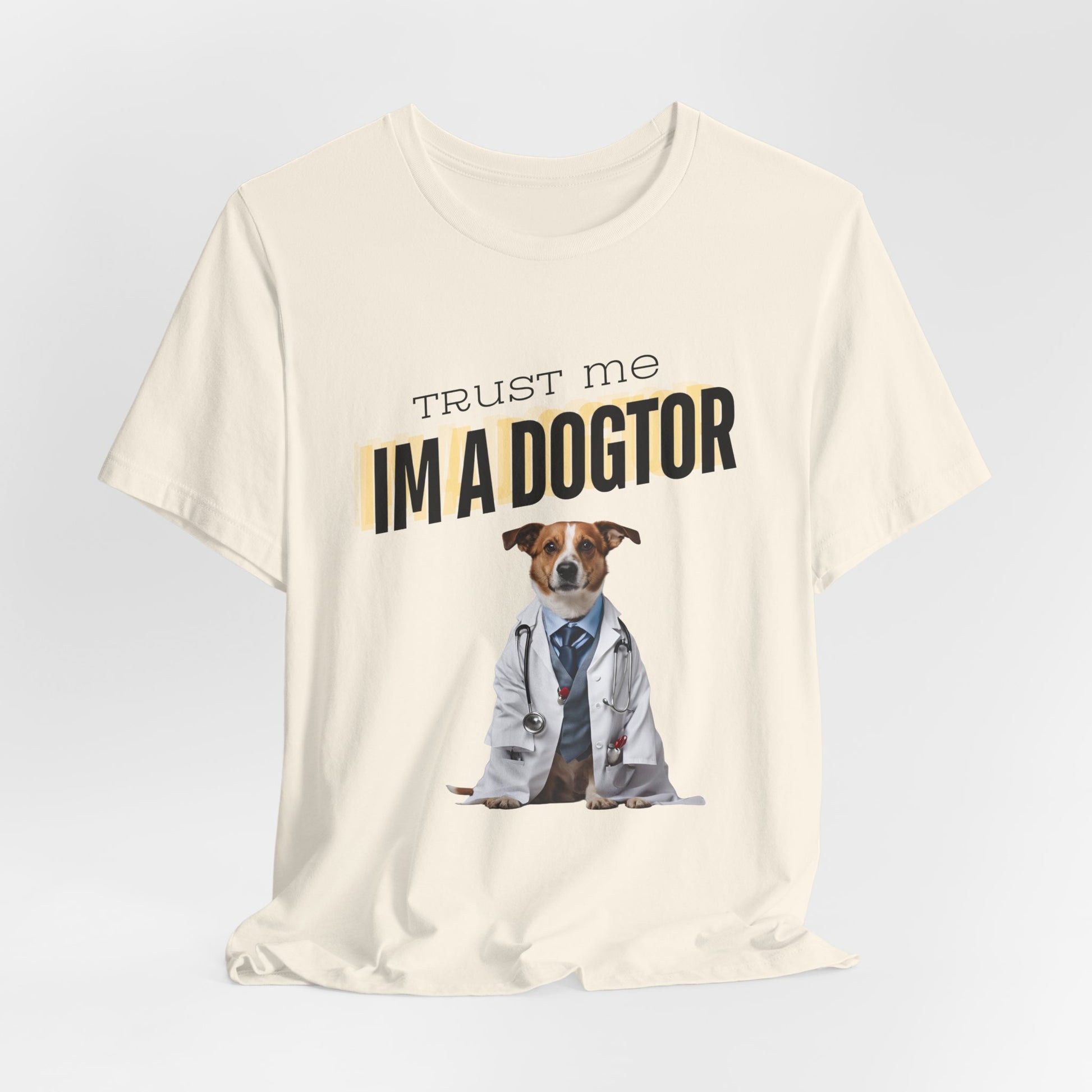 Trust Me I'm a Dogtor t-shirt in Red, flat lay