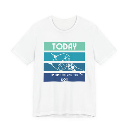 Today It's Just Me and the Dog retro tee in White, front view