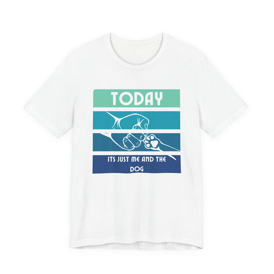 Today It's Just Me and the Dog retro tee in White, front view