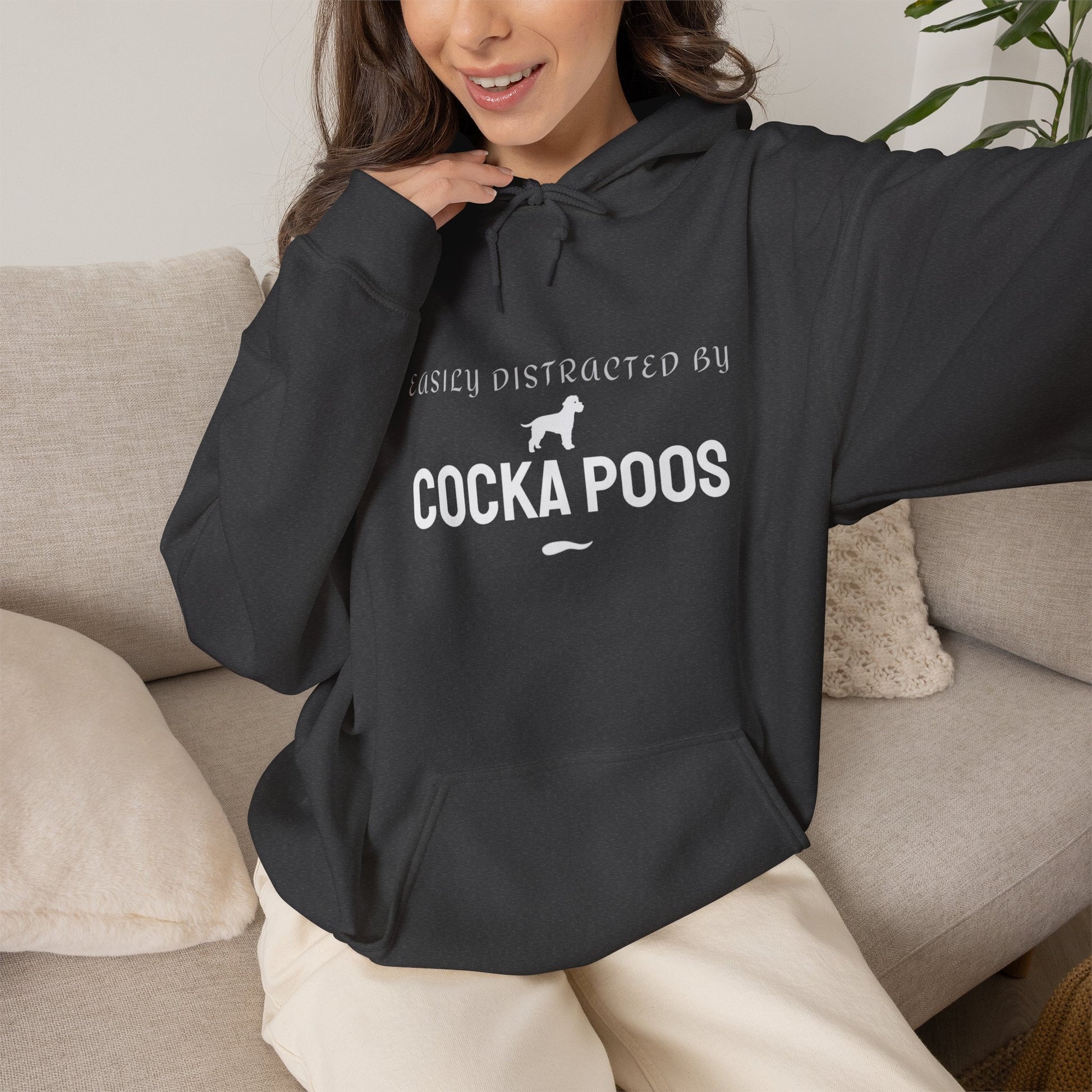 Cockapoo slogan hoodie maroon hood detail