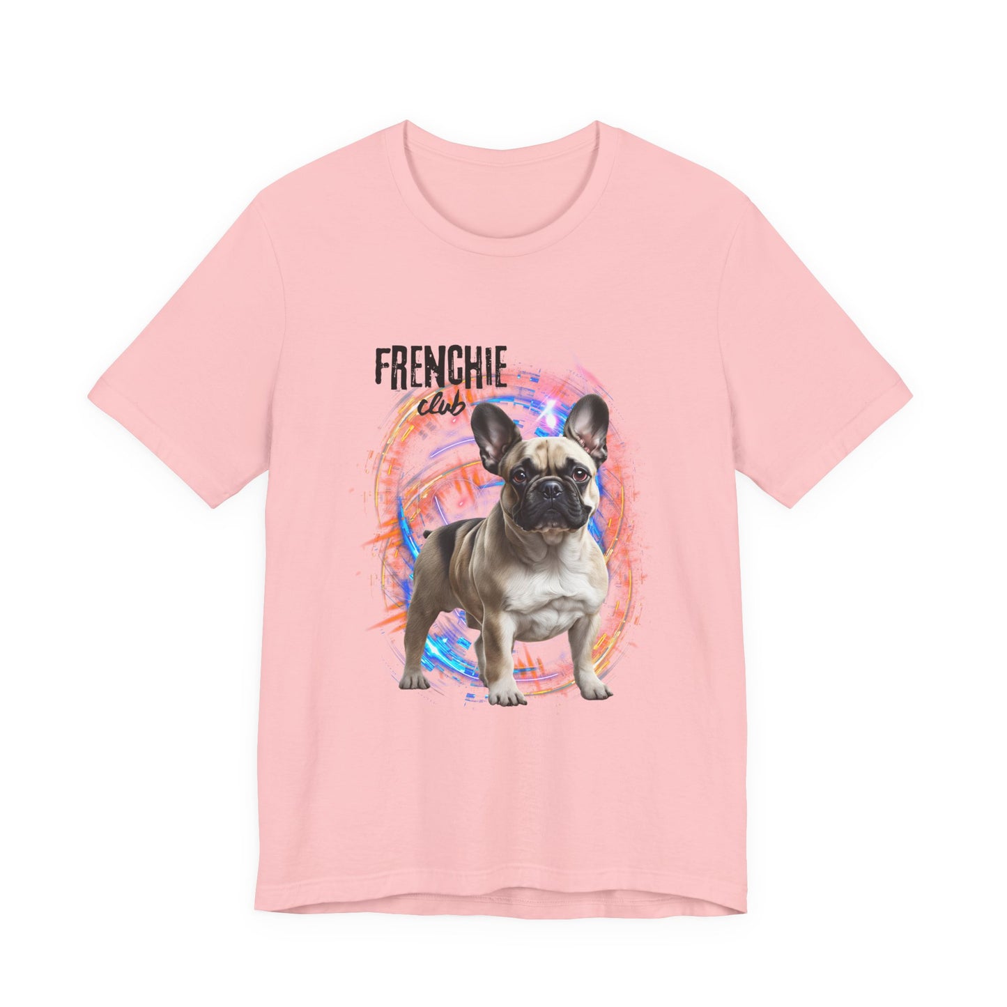 Join the Frenchie Club t-shirt in Red — vibrant French Bulldog design, Bella+Canvas 3001