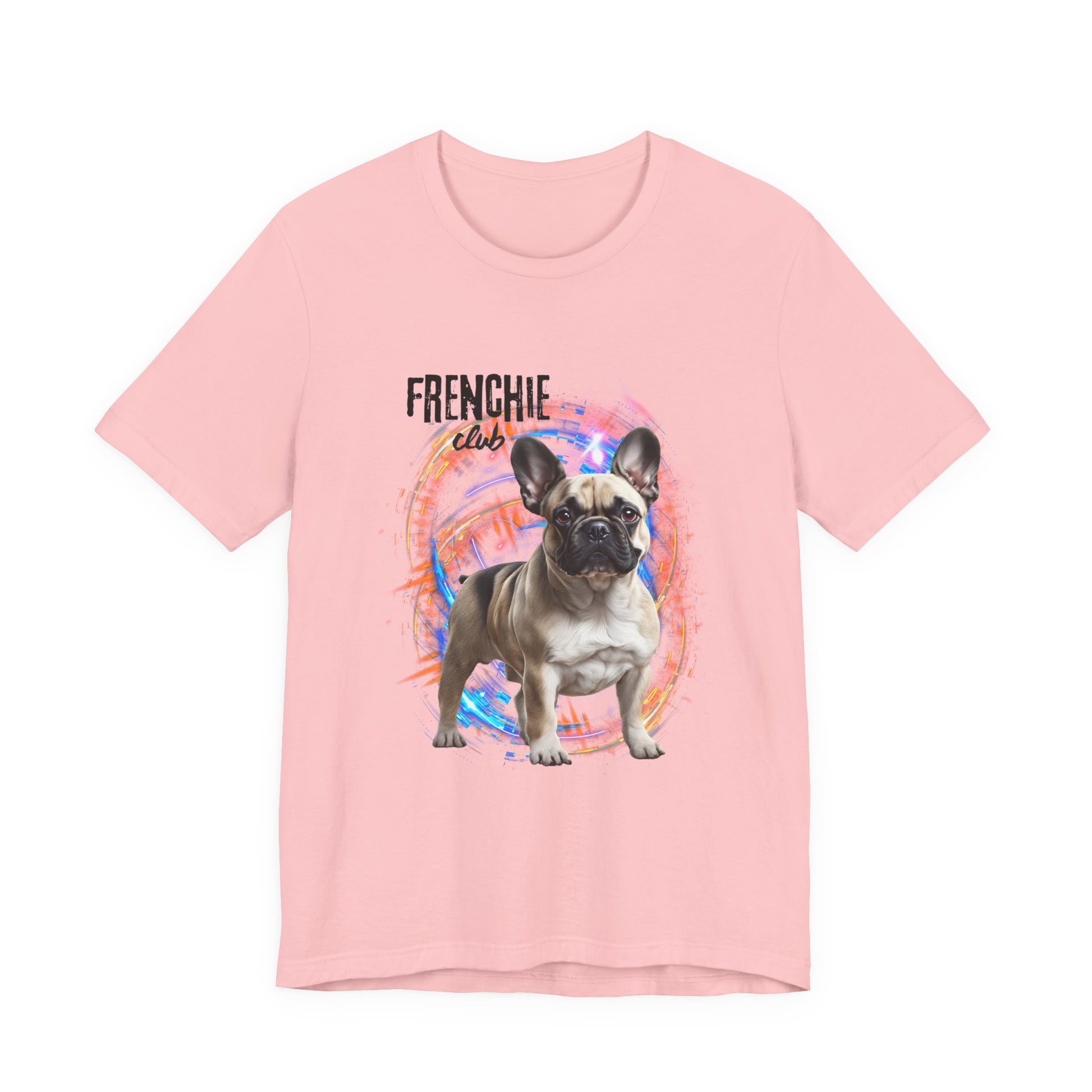 Join the Frenchie Club t-shirt in Red — vibrant French Bulldog design, Bella+Canvas 3001
