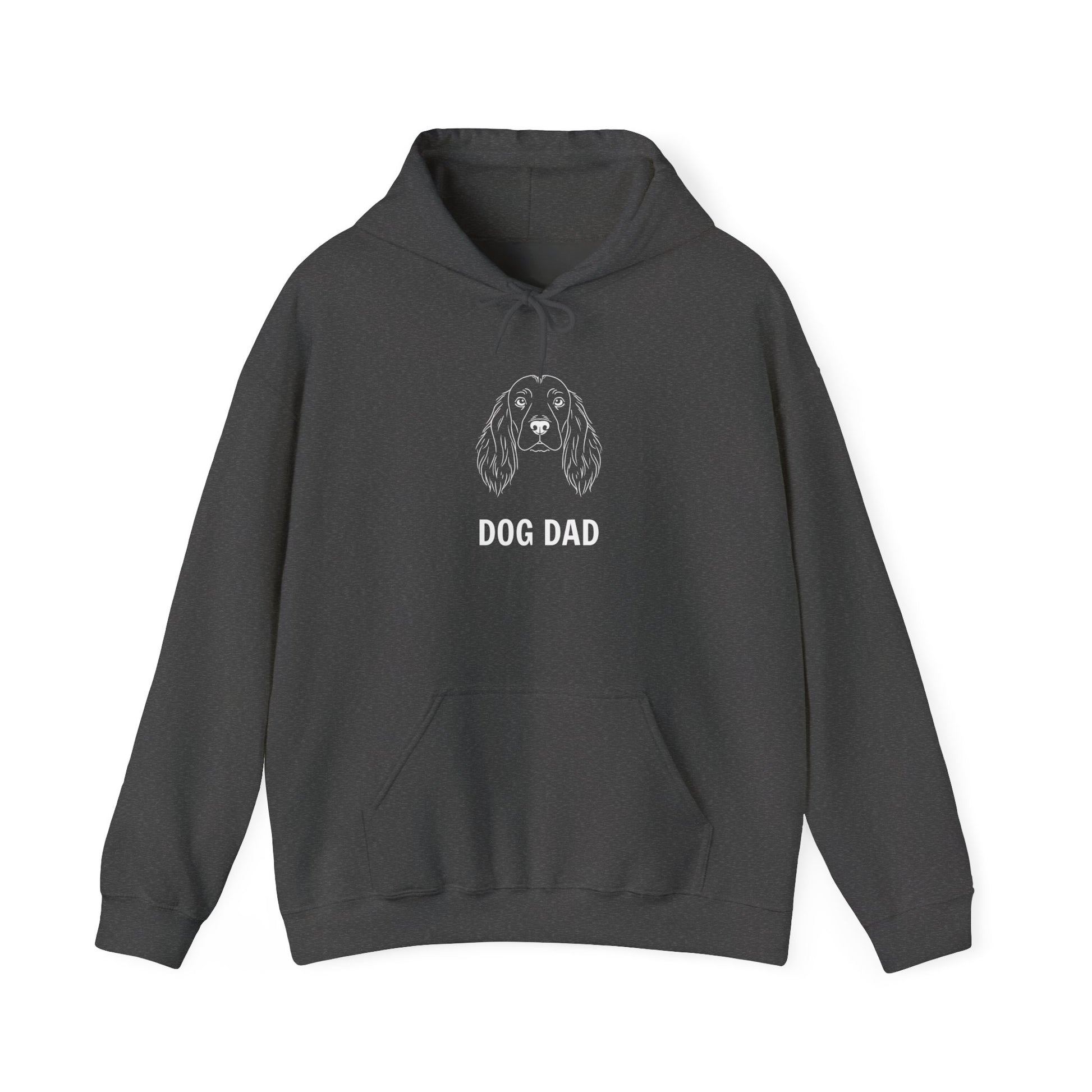 Cocker Spaniel Dog Dad hoodie folded, white print on dark