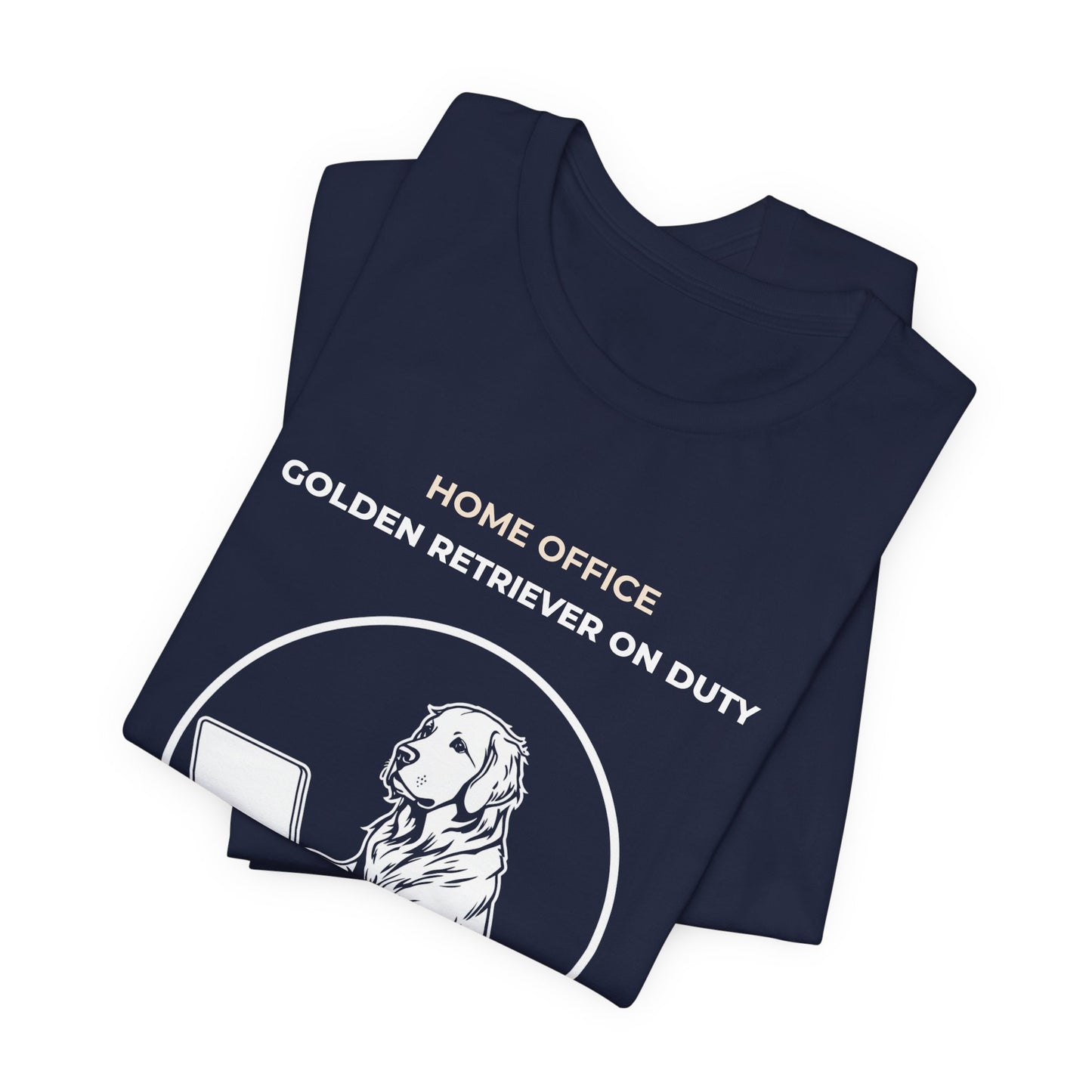 Golden Retriever Home Office T-Shirt — "Golden Retriever On Duty"