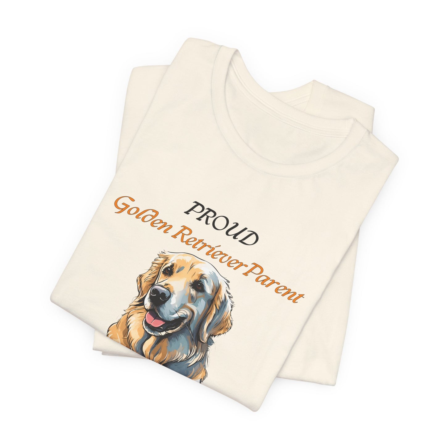 Proud Golden Retriever Parent t-shirt in Athletic Heather, flat lay