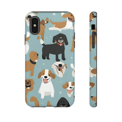 Sniffwagglendwalk™ Multi Dog Design Tough Phone Case. - Sniff Waggle And Walk