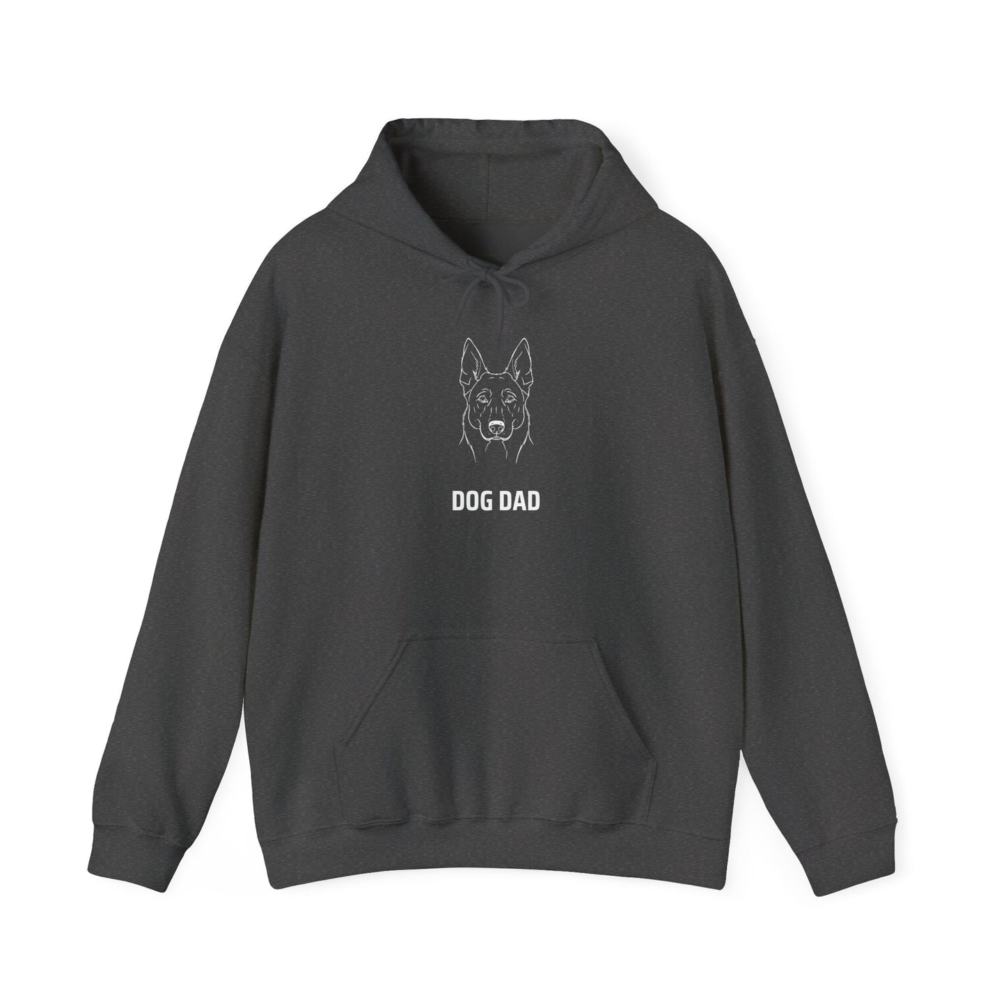 German Shepherd Dog Dad hoodie folded, white print on dark