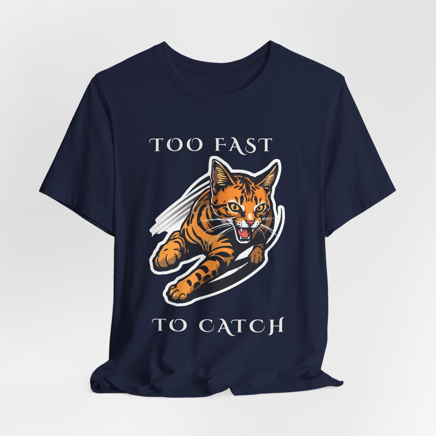 Too Fast To Catch Cat T-Shirt — Retro Racing Tiger Graphic Tee
