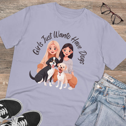 "GIRLS JUST WANTO HAVE DOGS" Organic T-shirt - Unisex - Sniff Waggle And Walk