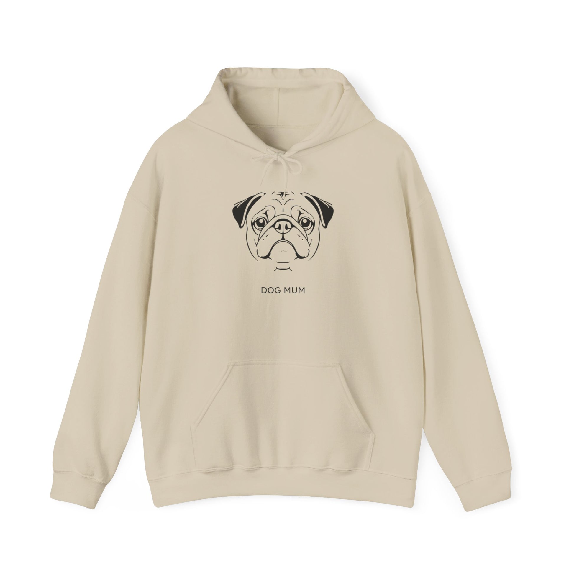 Close-up of the minimalist Pug line art chest print