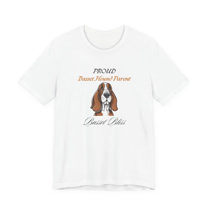 Proud Basset Hound Parent t-shirt in White, flat lay