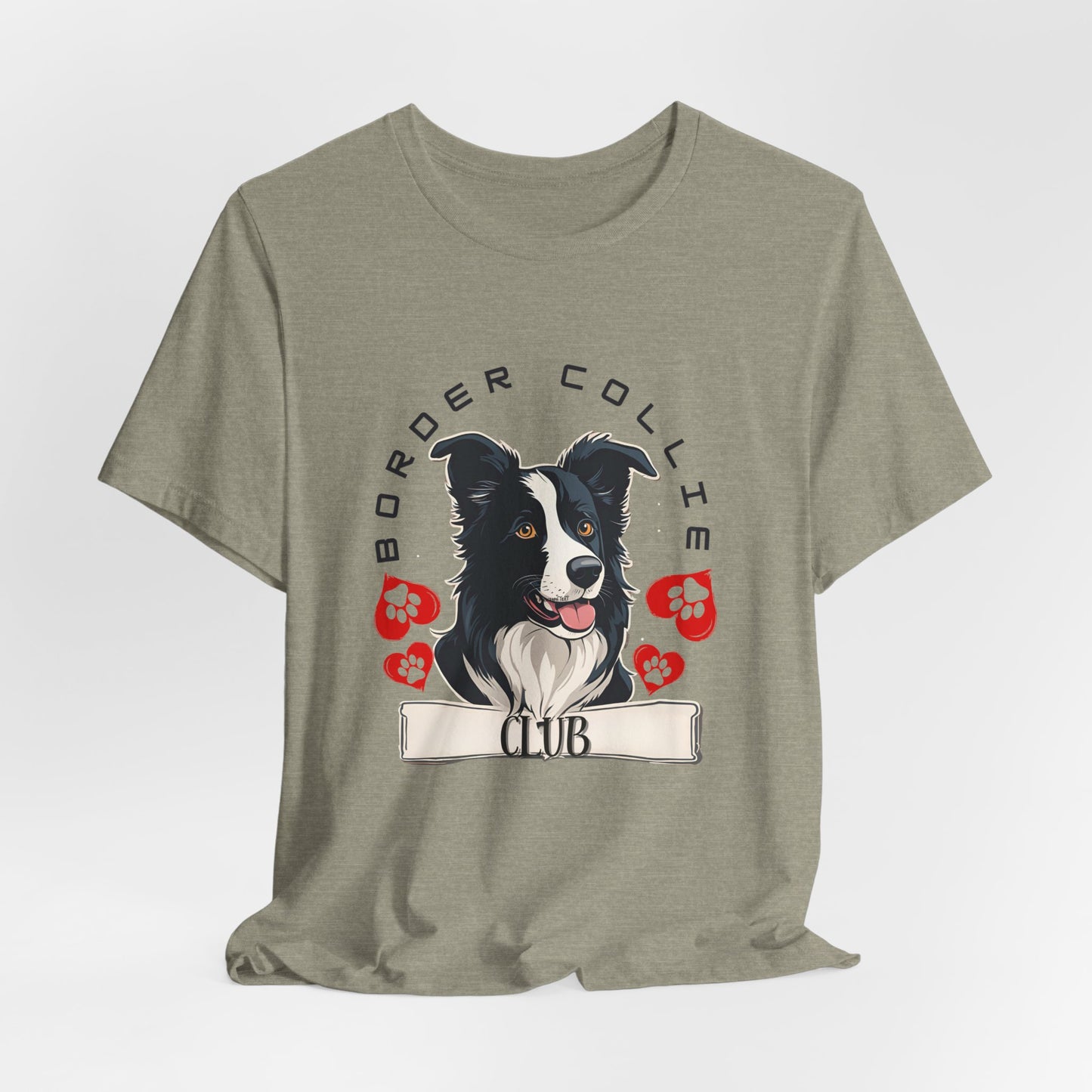 Border Collie Club tee Soft Pink detail shot — SniffWaggleNWalk™