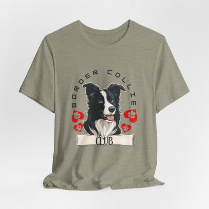 Border Collie Club tee Soft Pink detail shot — SniffWaggleNWalk™