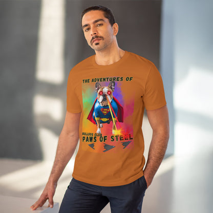 "BULLDOG CLUB PAWS OF STEEL" Organic Creator T-shirt - Unisex by SniffWaggleandWalk™ - Sniff Waggle And Walk