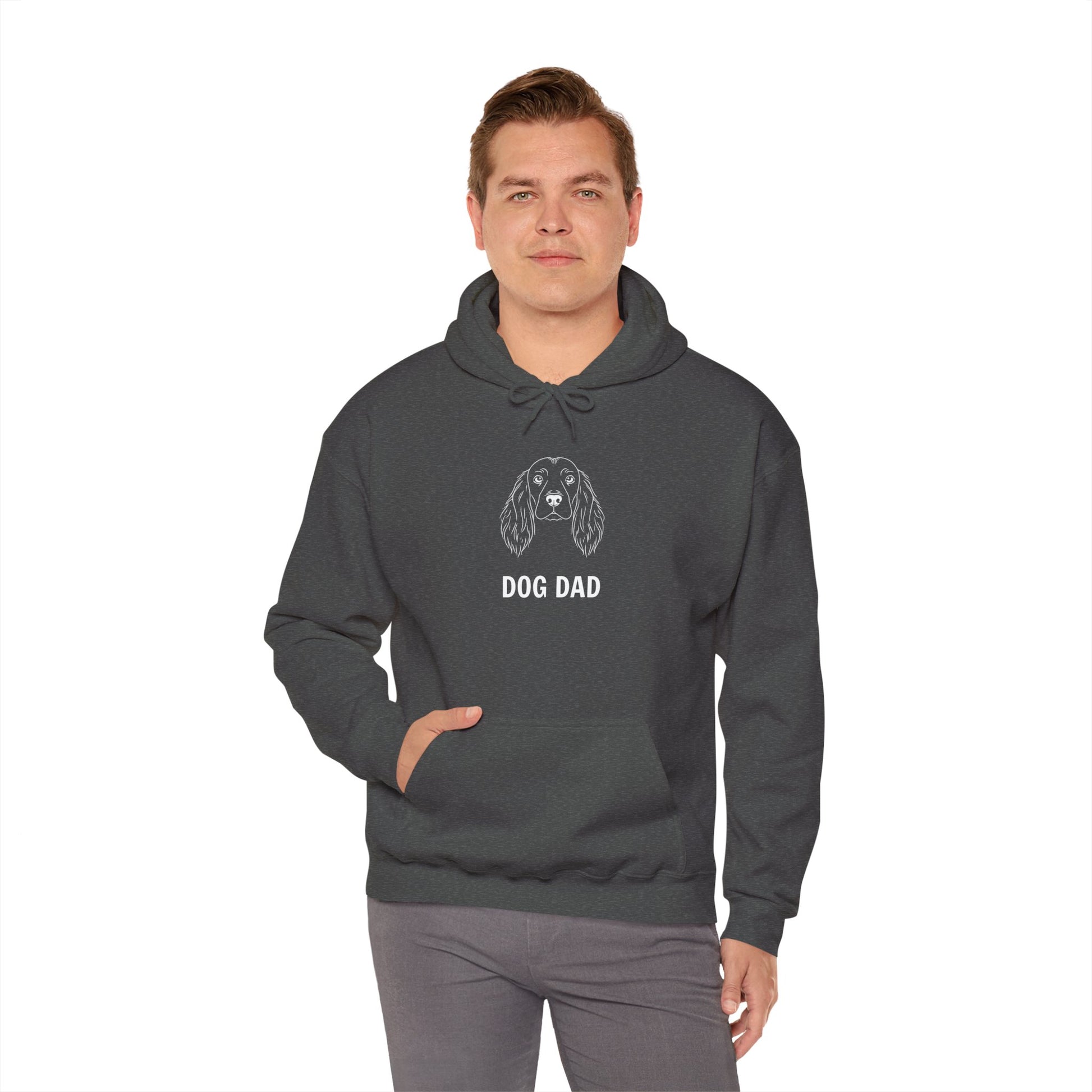 Maroon Cocker Spaniel Dog Dad line art hoodie detail