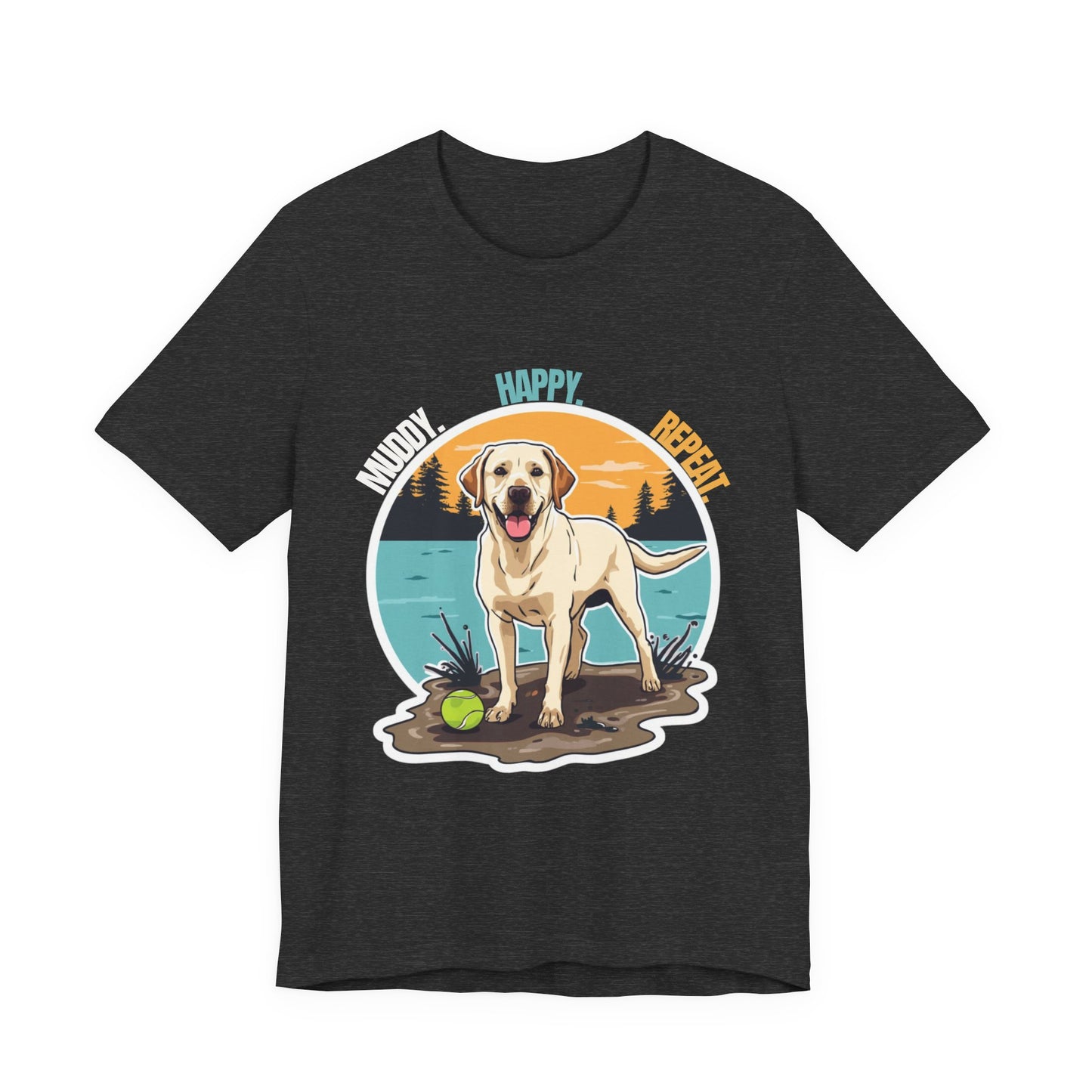 Labrador Retriever Beach Tee – 'Muddy Happy Bright' Dog Lover Shirt