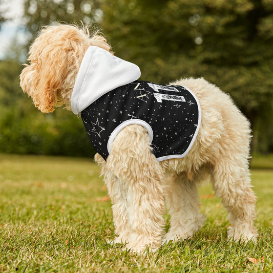 Pet Hoodie — Black 'Angel 11:11' Starry Hooded Dog Shirt