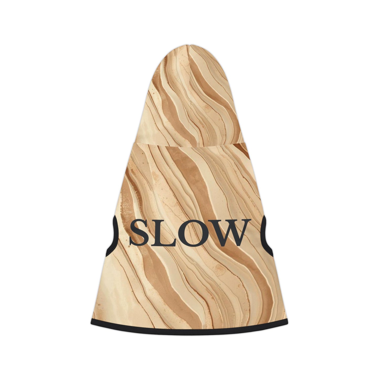 Close-up of flowing abstract pattern on calming dog hoodie fabric